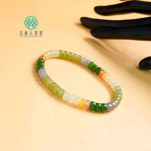 D和田玉手串-直切多宝手串约6*4mm#3A01 商品图0