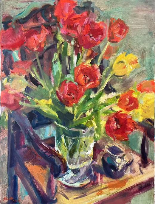 张西《南国红·初春》油画80CM*60CM 手绘油画布作品 商品图1