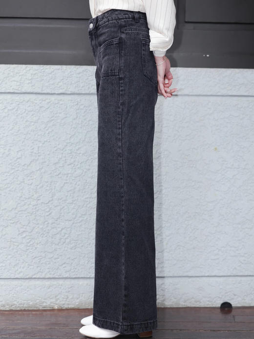 TYNVIE 水洗接缝喇叭牛仔裤 - 黑色 商品图5