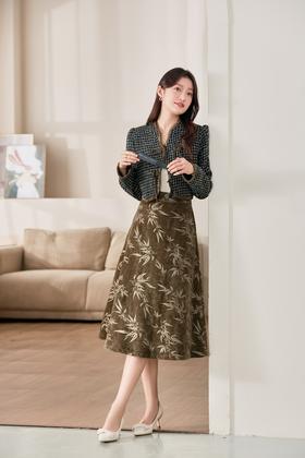 Le Malene 气质新中式印花盘扣外套半裙套装 19534