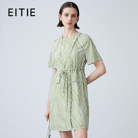 EITIE爱特爱夏季新款时尚圆领系带显瘦印花连衣裙7807512