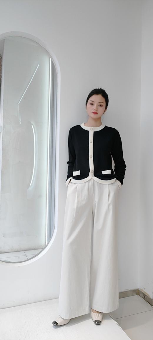 580922含羊毛小香风开衫，黑 白均码 商品图4