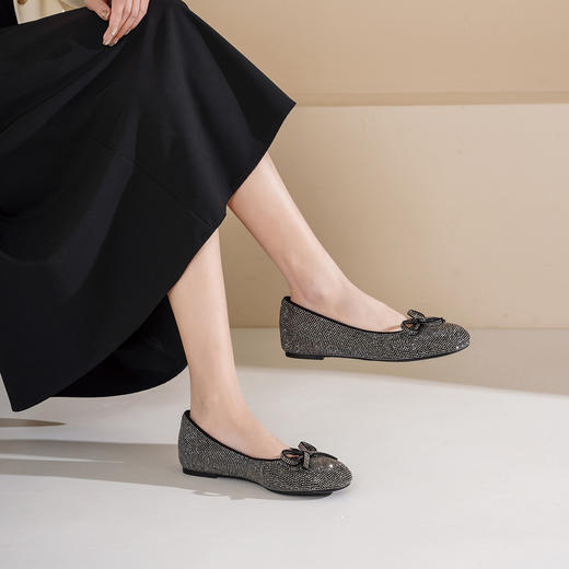 Westory2025年春季圆头满钻平跟休闲通勤百搭浅口单鞋W25AE59071 商品图5