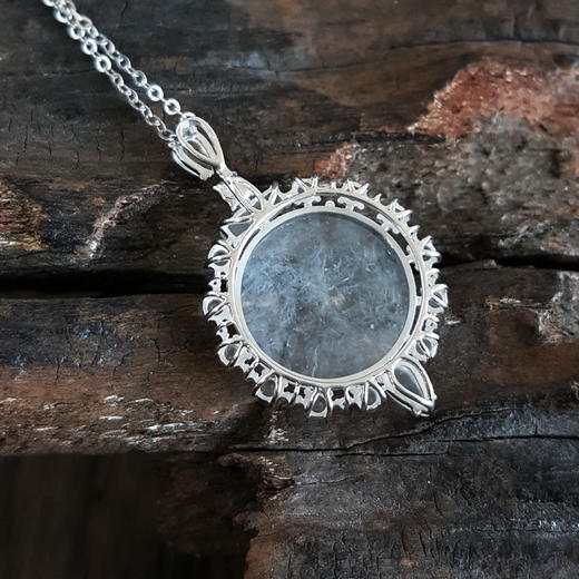 【天然正品】AU750白金镶钻镶天然冰种平安扣翡翠吊坠项链150325AH36 现售价：2980 商品图6