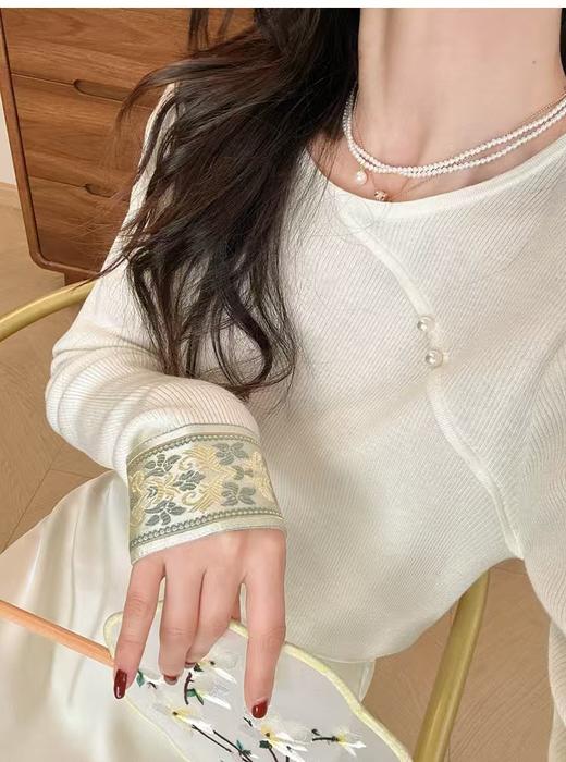 新中式羊毛莱赛尔针织国风衫 商品图9