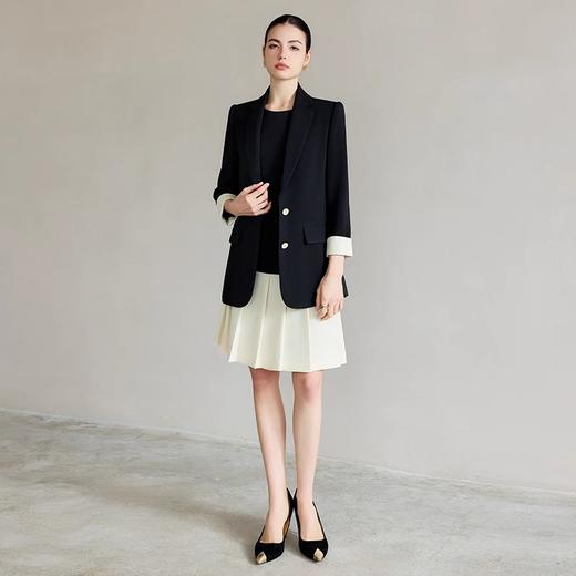 IWY/韩系风格穿搭一整套春秋季新款时尚套装黑白撞色西装连衣裙C2230+Q1296 商品图2