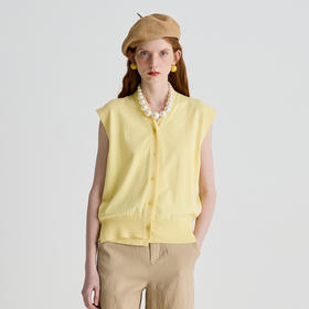 谜底针织开衫无袖女2025夏新品复古文艺宽松H型中长毛衣252MZ0851