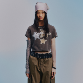 GOODBAI GOODEES梦幻星星印花logo正肩短款T恤