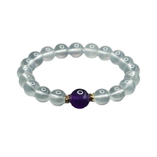 【青海藏文化博物院官方直发】白幽灵紫水晶手串 商品图4