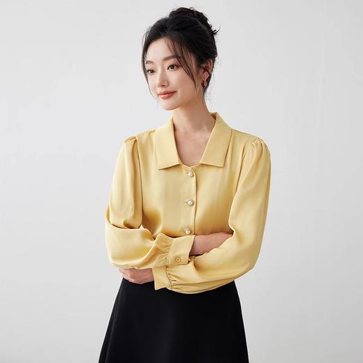 IWY/职业黄色衬衫女春季新款正装通勤女装教师工装衬衣高级感B0481 商品图1