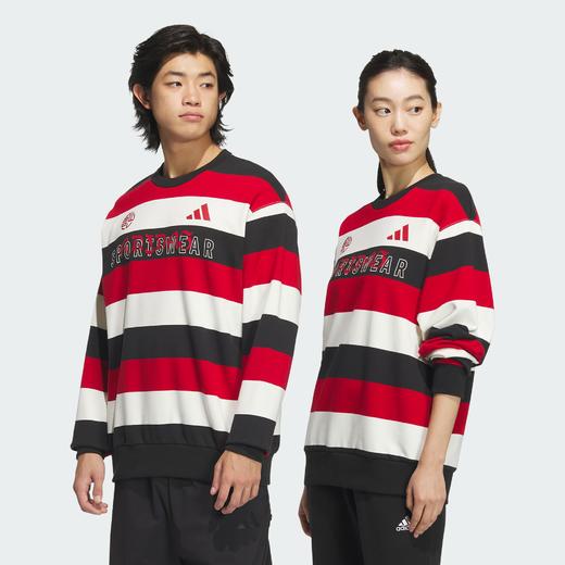 Adidas阿迪达斯CNY STRIPE SWEATSHIRT 蛇年情侣款法式毛圈布撞色运动宽松卫衣套头衫JZ4201 商品图1