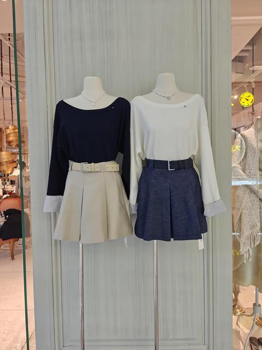 【门店同款】ENJOY春季“盐貌似糖”拼袖一字肩针织上衣 161943165 商品图3