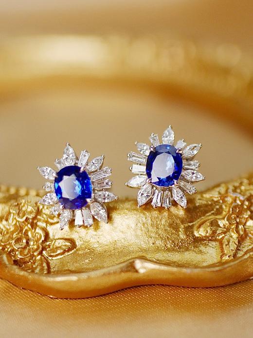 1.48ct刻面蓝宝石耳钉 商品图1