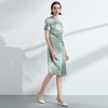 EITIE爱特爱夏季新款单侧提褶法式气质显瘦高腰连衣裙7807532 商品缩略图3
