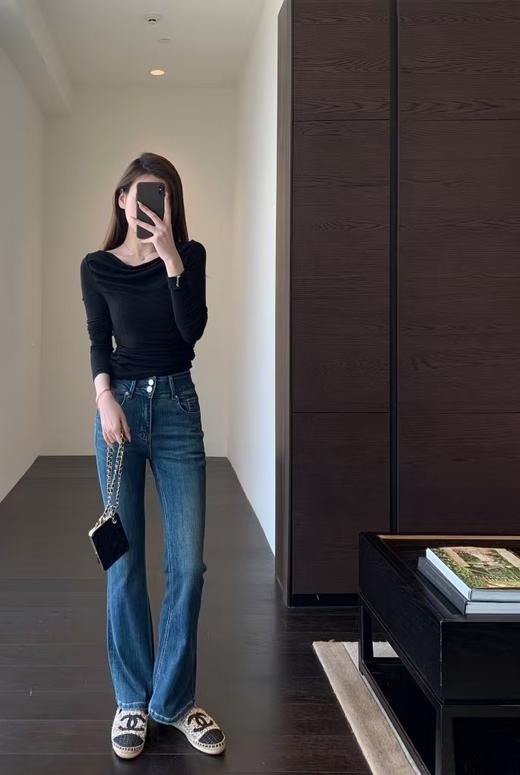 新款猫猫微喇牛仔裤土耳其四面弹盐洗牛仔裤 商品图2