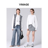 VIMAGE纬漫纪白色纯棉落肩宽松休闲长袖女上衣T恤2025春季新款V2302916 商品缩略图1