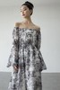 L.Fleuri 晕染印花一字领连衣裙 17905 商品缩略图0