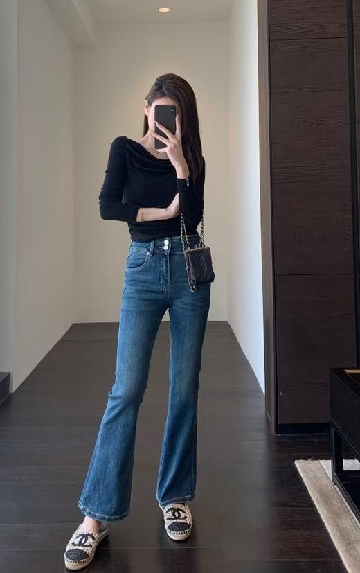 新款猫猫微喇牛仔裤土耳其四面弹盐洗牛仔裤 商品图0