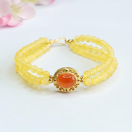 【青海藏文化博物院官方直发】金珀三圈盐源蛋面手串 商品图3