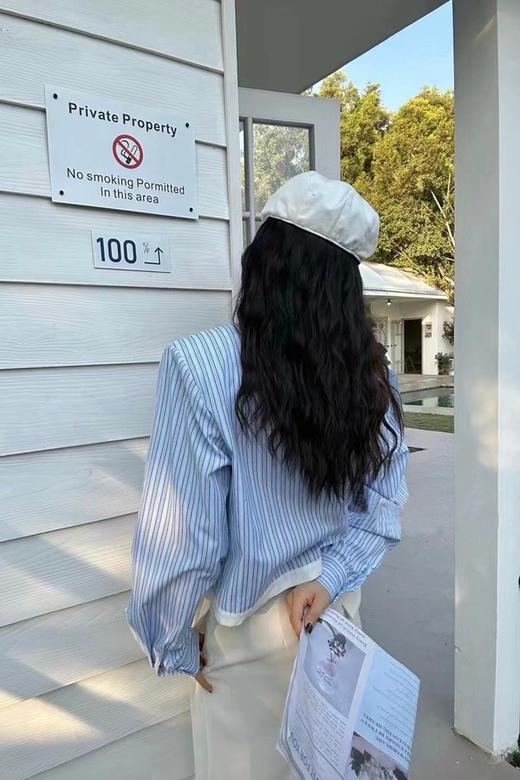 LNNNS 短款拼接设计条纹衬衫 17933 商品图3