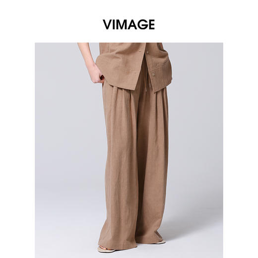 VIMAGE纬漫纪气质高腰垂感直筒休闲裤2025夏季新款V2305932 商品图3