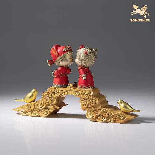 铜师傅《喜结连理》客厅桌面铜摆件 家居装饰品 结婚礼物 商品图2