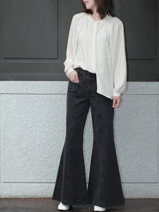 TYNVIE 荷叶边领插肩衬衫 - 条纹 商品图14