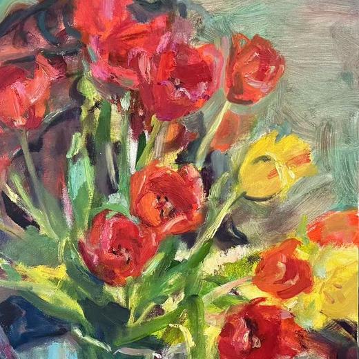 张西《南国红·初春》油画80CM*60CM 手绘油画布作品 商品图2