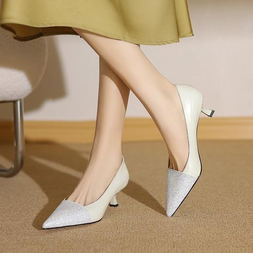 【预售5天】羊皮尖头高跟鞋拼色格利特单鞋女日常通勤工作鞋YS&0151 商品图2