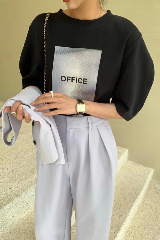 LNNNS 黑色百搭印花T恤上衣 17879 商品图1