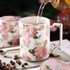 nosin诺轩法式玫瑰花卉田园风陶瓷马克杯子带盖个性女水杯家用男诺轩野玫瑰马克杯一杯一盖一勺 商品缩略图2