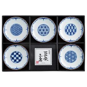 日本进口西庵窑吉祥古纹小碟套装