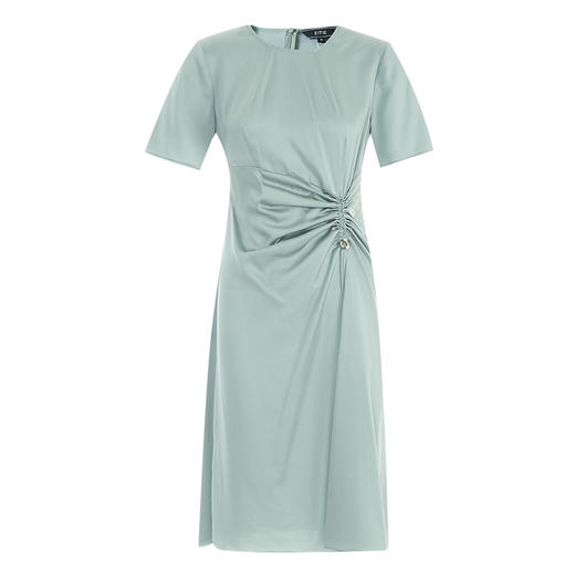 EITIE爱特爱夏季新款单侧提褶法式气质显瘦高腰连衣裙7807532 商品图5