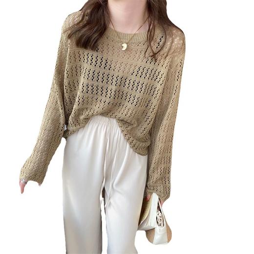 春夏新款【甜美减龄镂空针织衫】薄款宽松显瘦纯色罩衫上衣女潮 百搭不挑人 商品图4