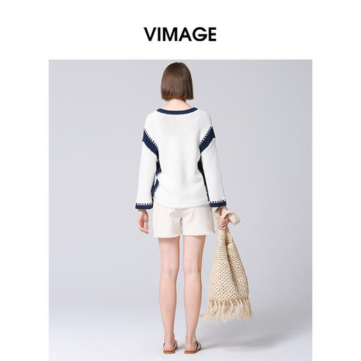 VIMAGE纬漫纪高腰休闲简约直筒短裤2025夏季新款V2305929 商品图4