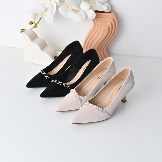 经典鲨2025年春季新品优雅尖头浅口气质女神细高跟鞋单鞋女KW87-517031 商品图3