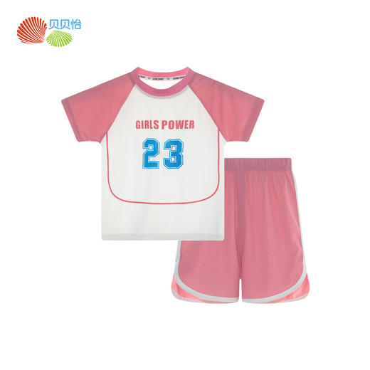贝贝怡【凉感运动风套装】25夏季新款女童冰感短袖T恤+宽松透气短裤套装ZB2ET028 商品图4
