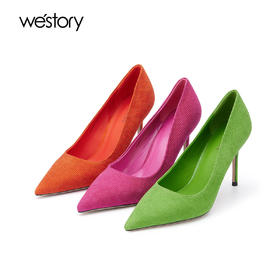 westory2024年春季新款细高跟尖头纯色优雅气质女鞋W24AE57131