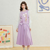 两三事 万重山海 2025春季新款百搭紫色压褶a字裙高腰半身裙 商品缩略图2