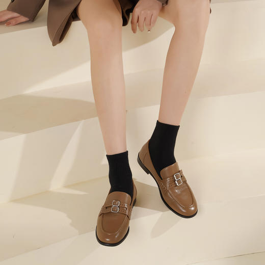 westory2025春季新款乐福鞋舒适低跟豆豆鞋女S25AM58561 商品图7