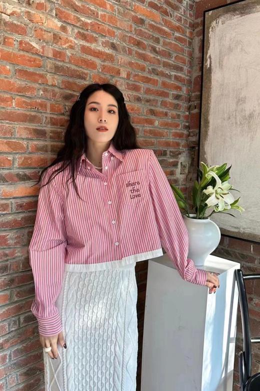 LNNNS 短款拼接设计条纹衬衫 17937 商品图0