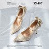ZHR则则银色水钻一字扣高跟鞋8.5CM水晶鞋婚鞋尖头气质细跟伴娘鞋 商品缩略图8