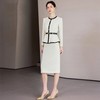 IWY/春季米白色长袖两件套女士职业装套装主持接拼小香风千金风西装裙CS2218 商品缩略图4