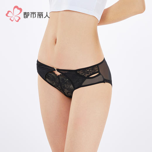 都市丽人薄透丝滑蕾丝网布系列蕾丝三角裤LKH3A8 商品图2