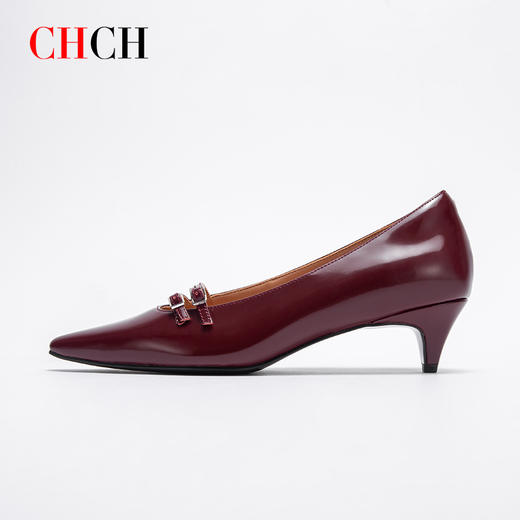 CHCH平衡鞋2025春夏新品商场同款优雅通勤尖头牛漆皮浅口女单鞋CP1B5171 商品图3
