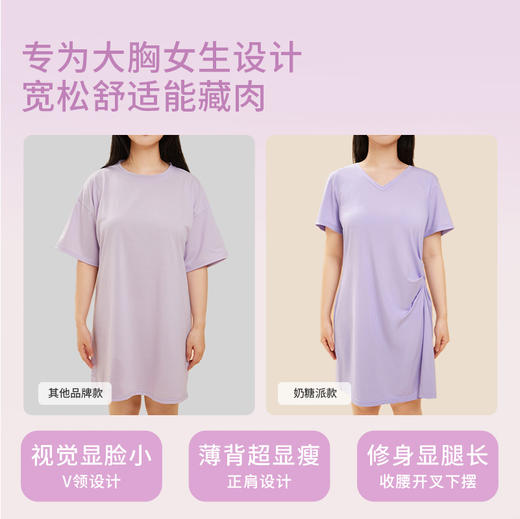 奶糖派大杯文胸慵懒周末睡裙女士春夏季睡衣夏天可外穿休闲家居服 商品图2