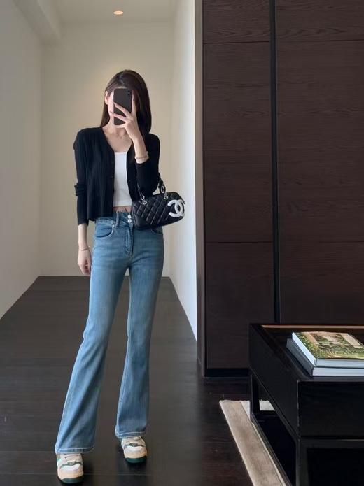 新款猫猫微喇牛仔裤土耳其四面弹盐洗牛仔裤 商品图9