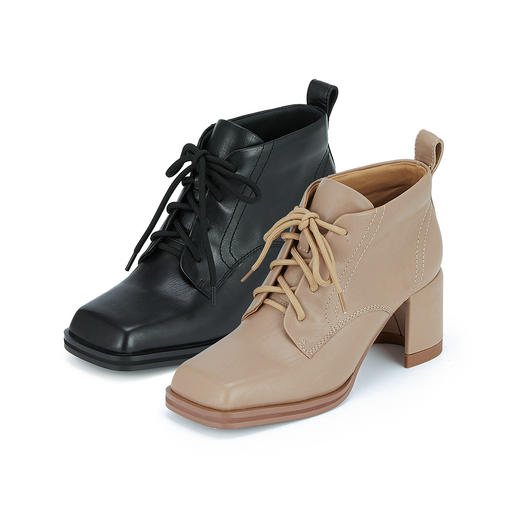 westory2023秋季新品复古休闲方头靴立体时髦马丁靴W23DS83251 商品图0