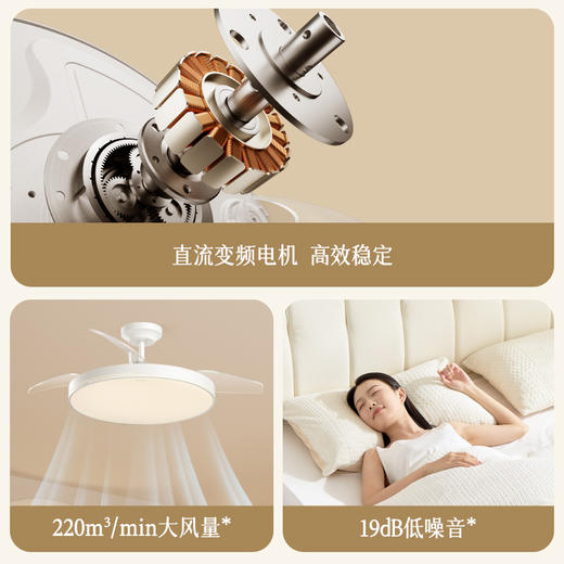 欧普（OPPLE）风扇灯全光谱隐形扇风扇吊灯客厅餐厅卧室家用简约现代电扇清风 商品图4