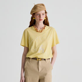 谜底T恤短袖女2025夏季新品休闲日常柠檬黄宽松H型上衣252MT0615